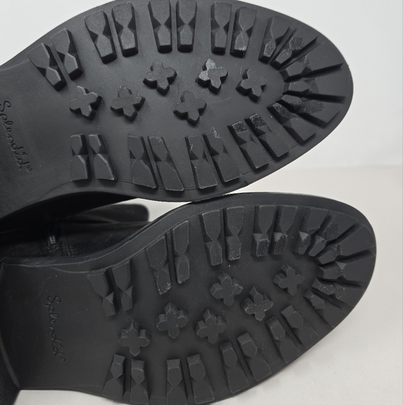 Splendid Samy Women's Boots Sz 8M Black Faux Suede Block Heel Moto Inspired - Picture 7 of 11